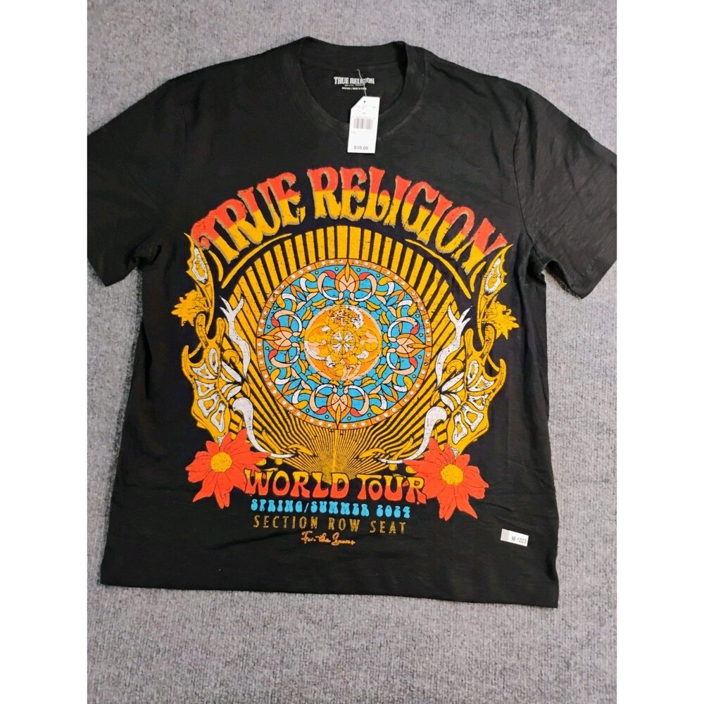 True Religion World Tour 2023 T Shirt Mens Medium Black Graphic Concert Tee
